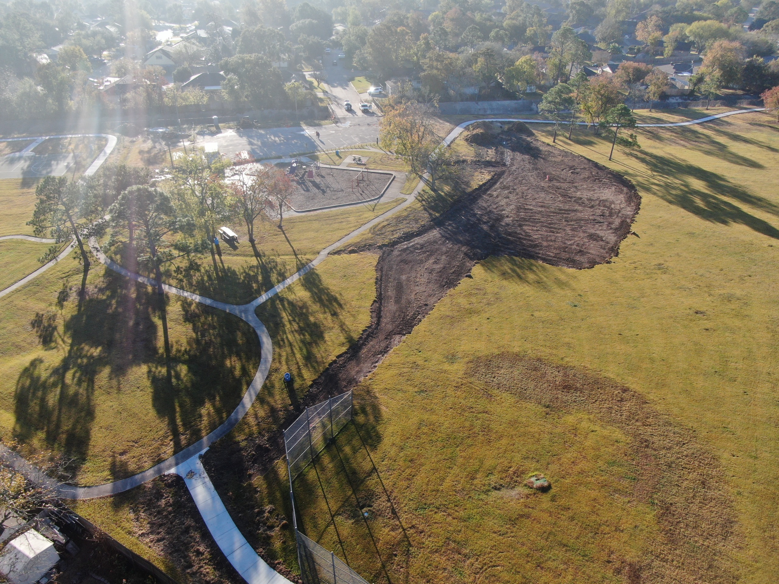 additional image of field grading for new soccer goals and playground