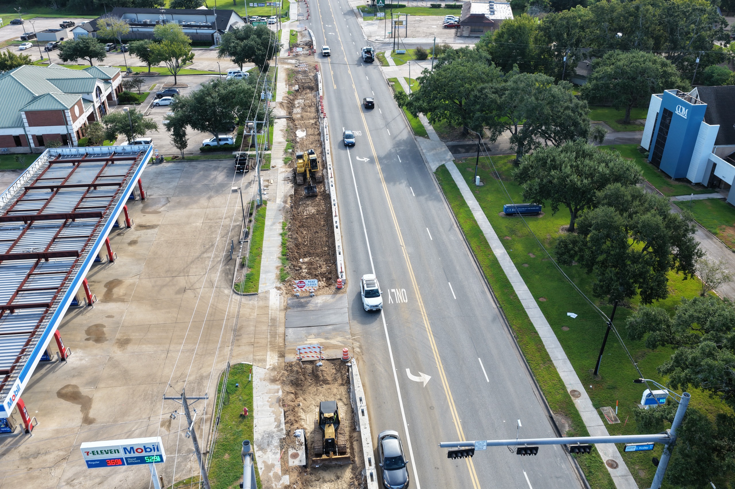 Image of construction progress on N. Wesley and FM 518